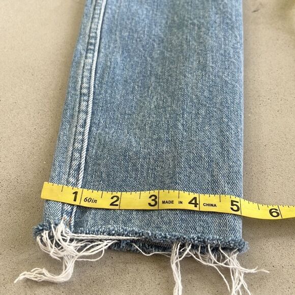 RE/DONE 90s High Rise Ankle Crop Worn Bright Blue Jeans size 25 - Picture 9 of 11